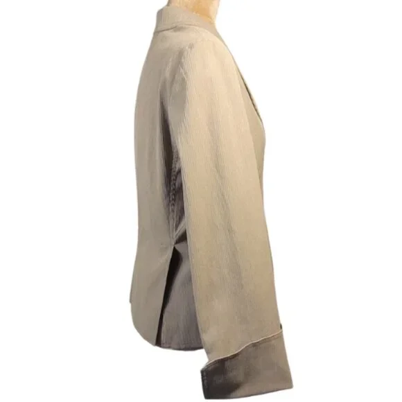 NWOT Anne Klein Corduroy Power Blazer Cuffed Sleeve Brown Tan Size 8 - Picture 5 of 13